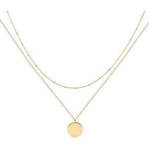Layered Heart Necklace – Handmade 18K Gold Plated, Dainty Choker with Arrow Bar
